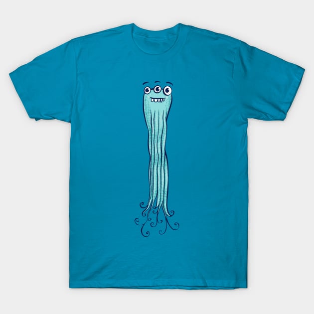 Cute Octopus Alien Monster Character T-Shirt by Boriana Giormova